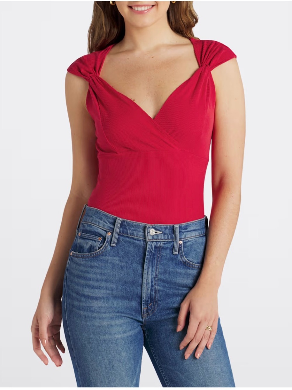 Surplice V Neck Knit Top